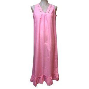 Vintage long Night Gown With Embroidery